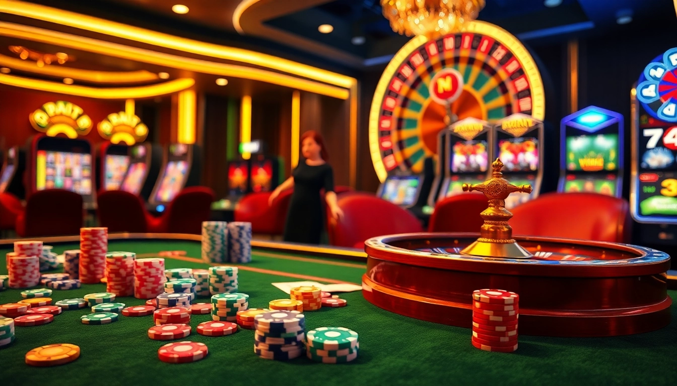 Experience the thrill of the 8k bet in an upscale casino with vibrant game tables and dynamic slot machines.