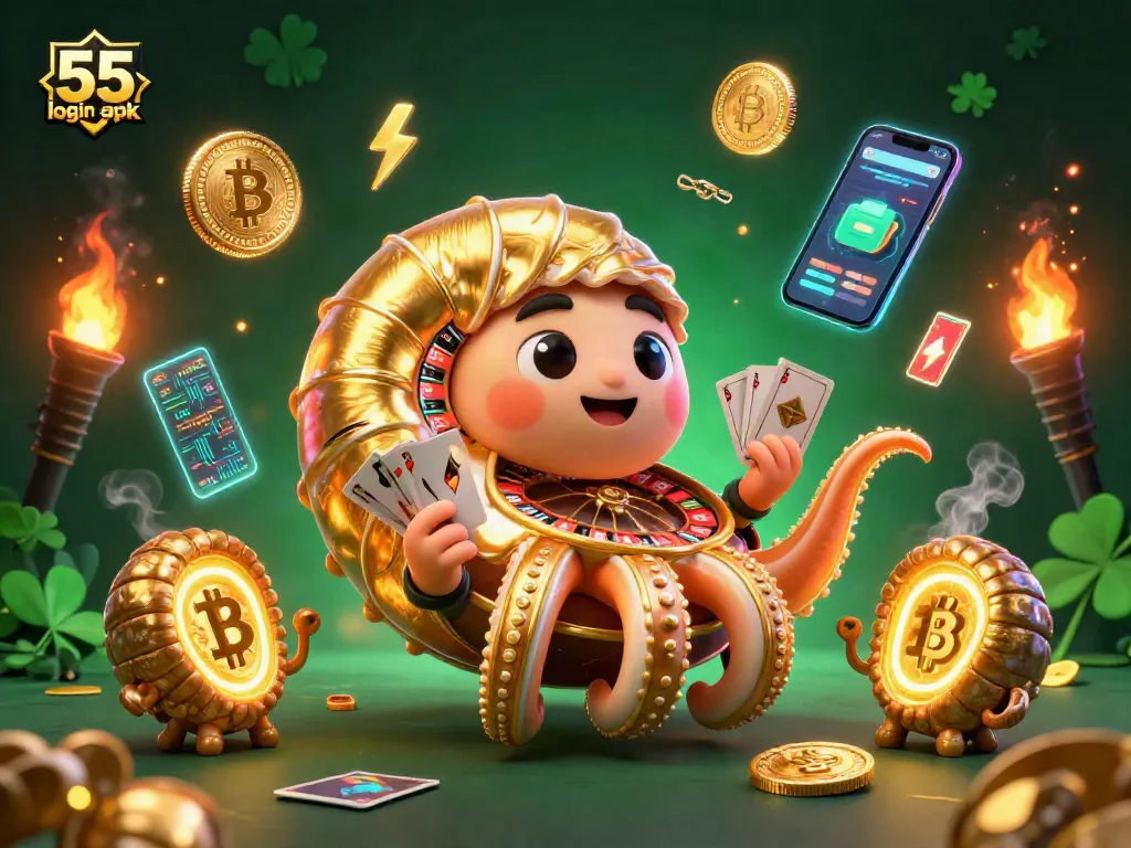 Experience thrilling wins with the 55 club login apk in a vibrant 3D casino scene full of exciting elements.