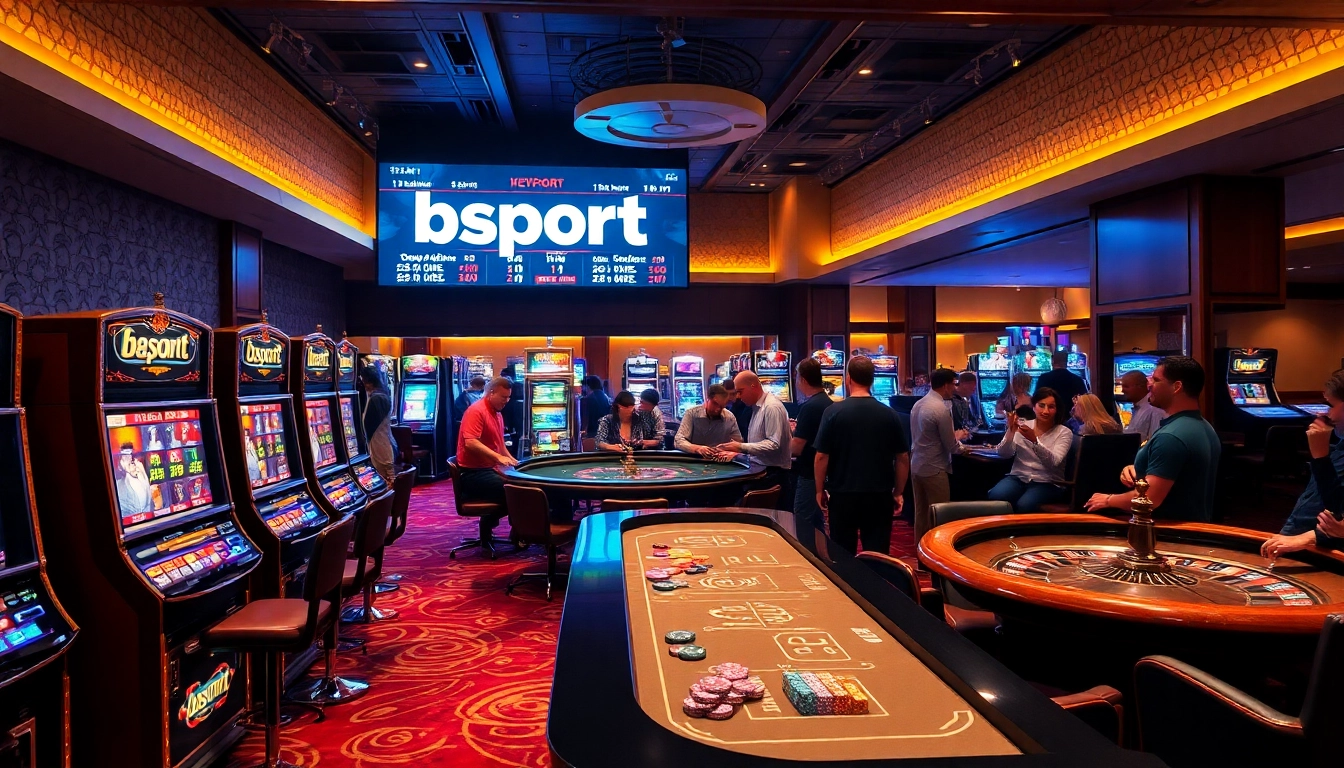 Experience high-stakes action at Bsport casino with vibrant slot machines and thrilling gaming tables.