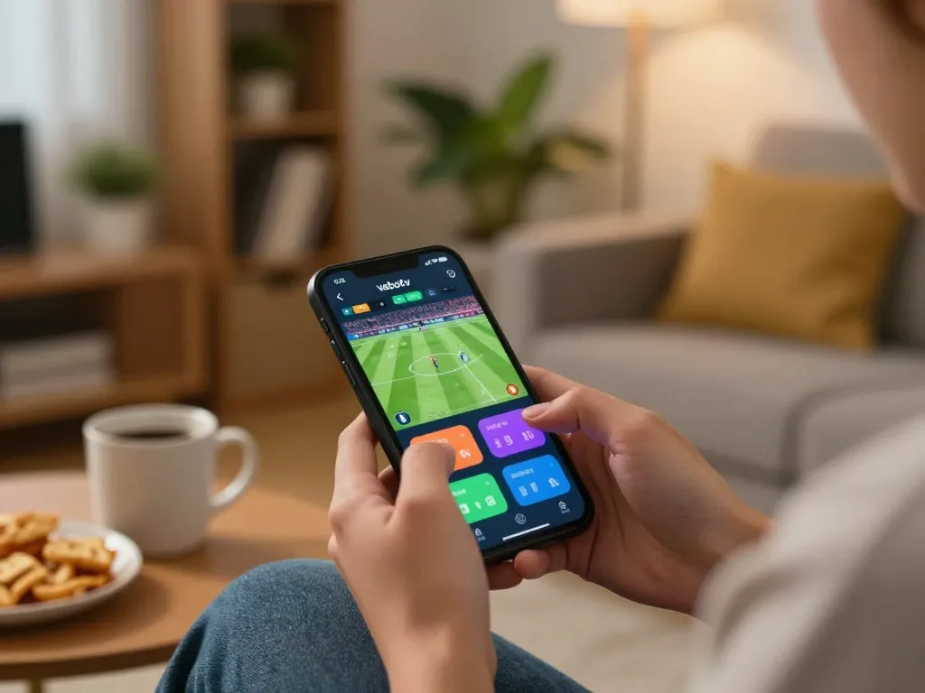 Engaging with vebotv app for live football betting in a cozy home setting
