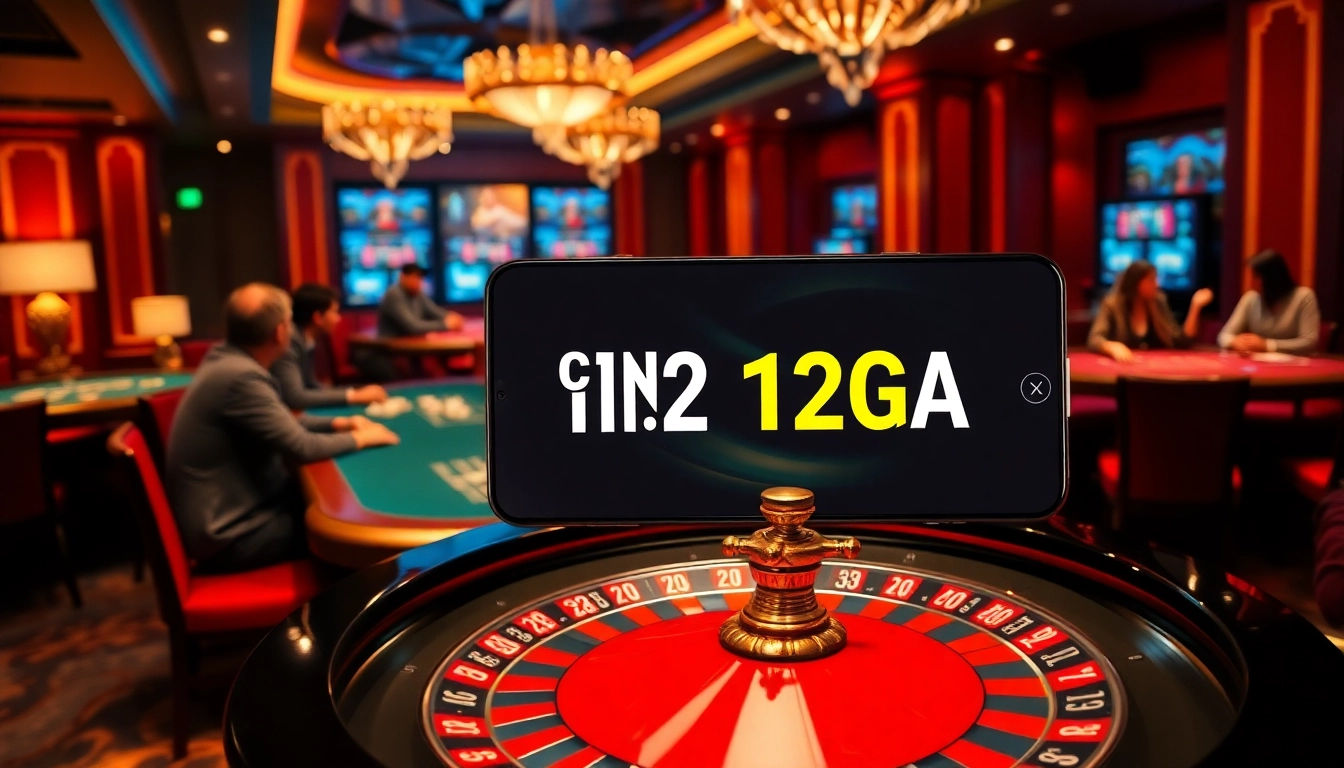 Experience thrilling gameplay at CASINO 123GA with vibrant poker tables and roulette wheels.