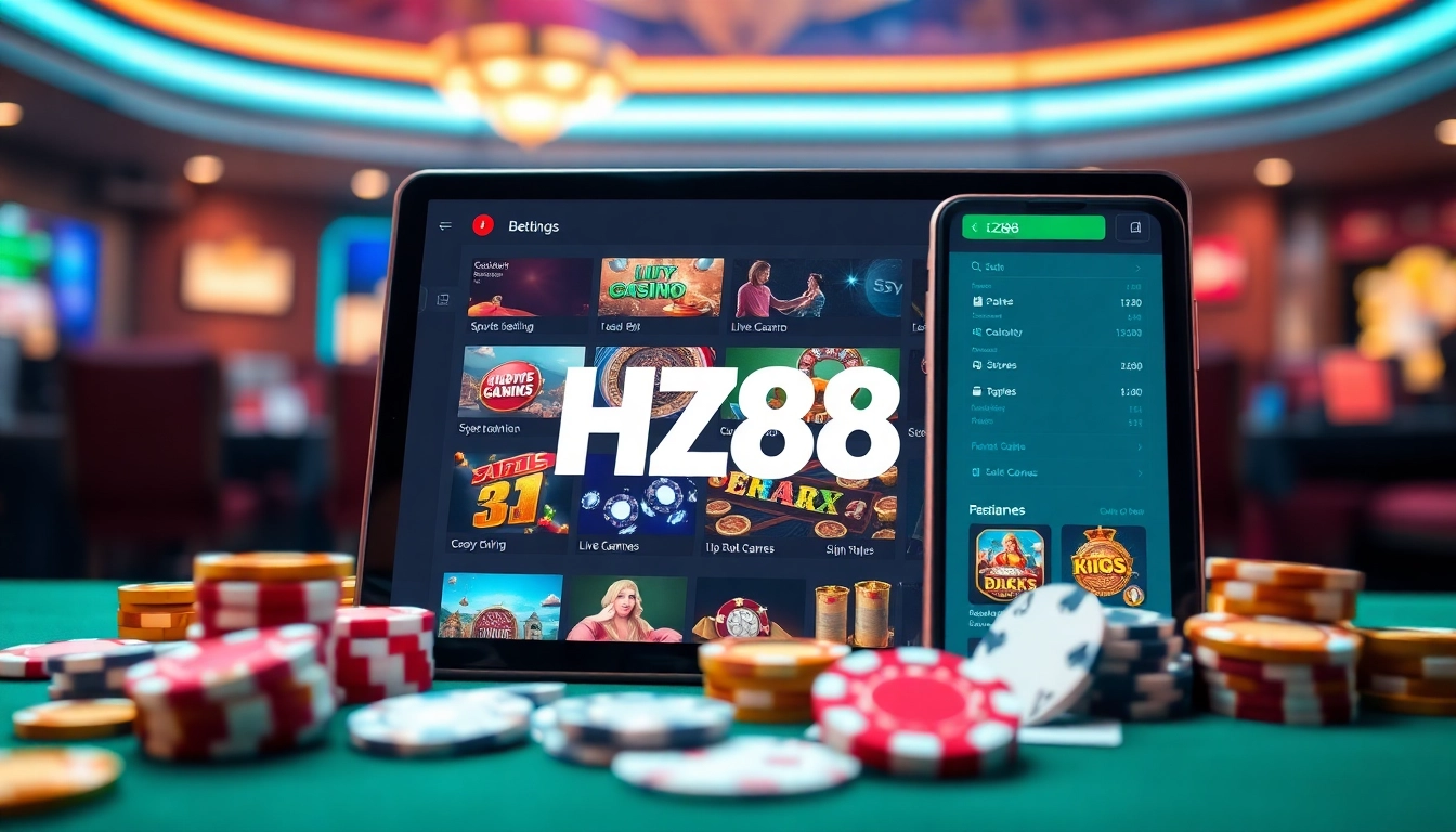 Experience HZ88's thrilling online betting with modern devices and vibrant gaming elements.