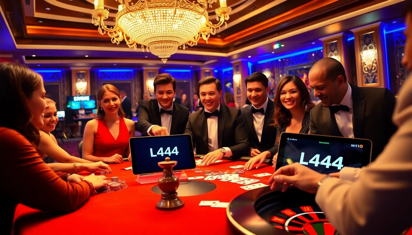 Experience the thrill of l444 gaming at a luxurious poker table, surrounded by excitement and elegance.