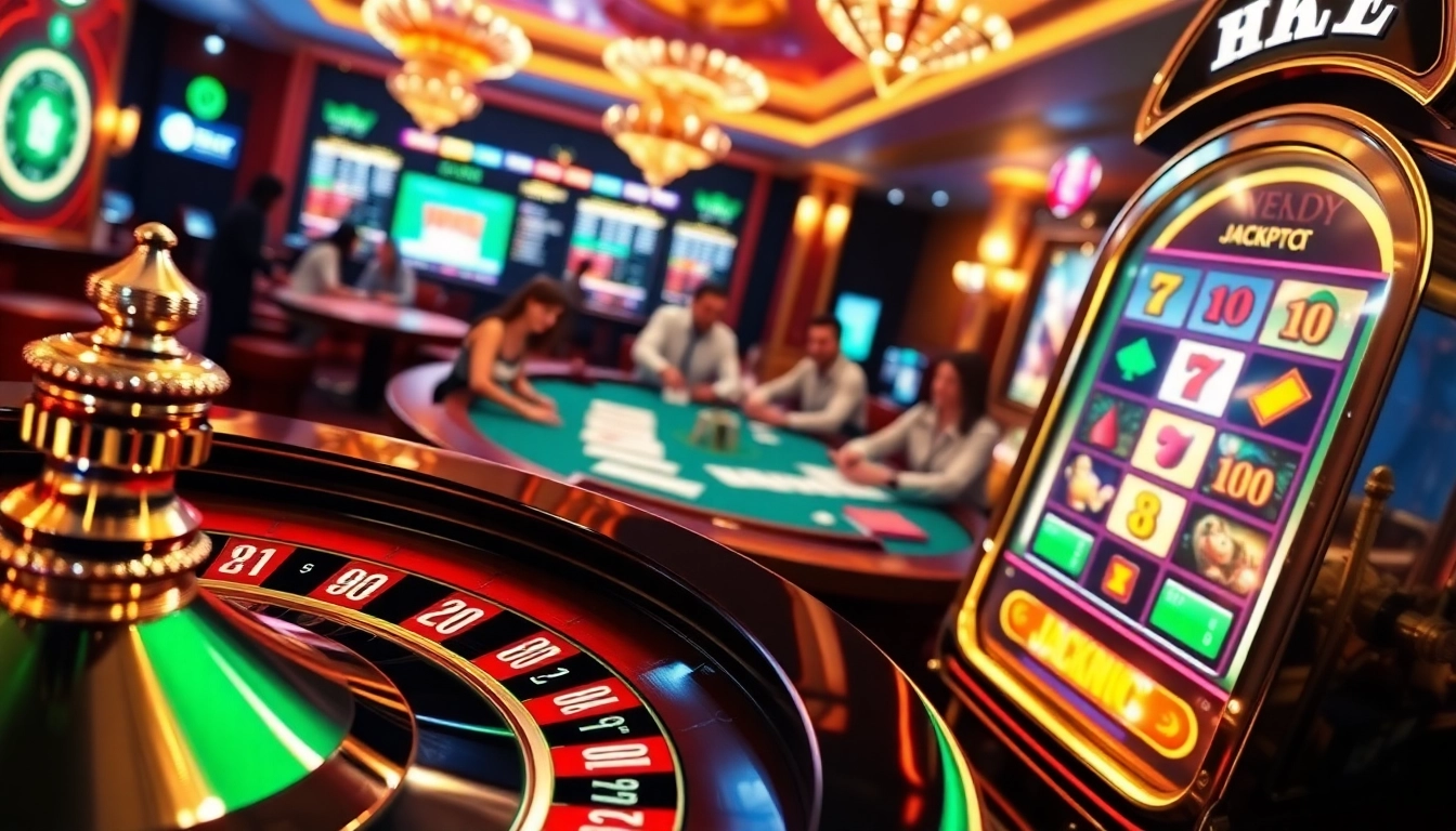Experience the excitement at 8KBET 7777 with vibrant casino gaming elements, including roulette and poker.