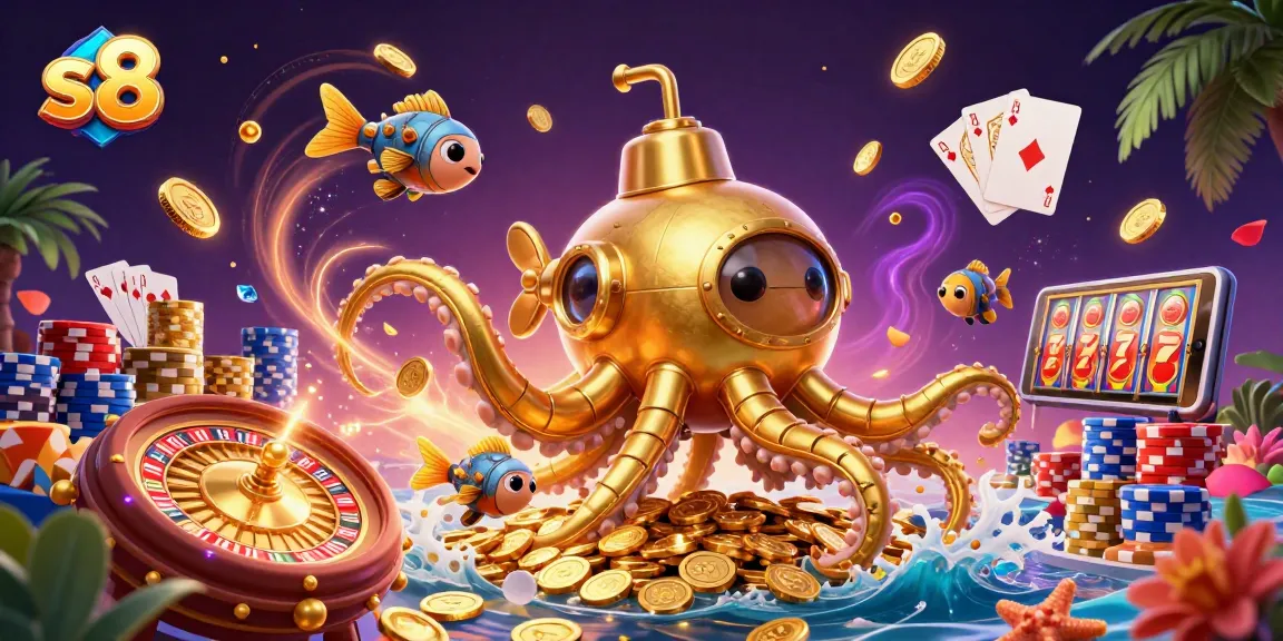 Experience the thrill of s8 casino games with a vibrant underwater scene of gold and glory.