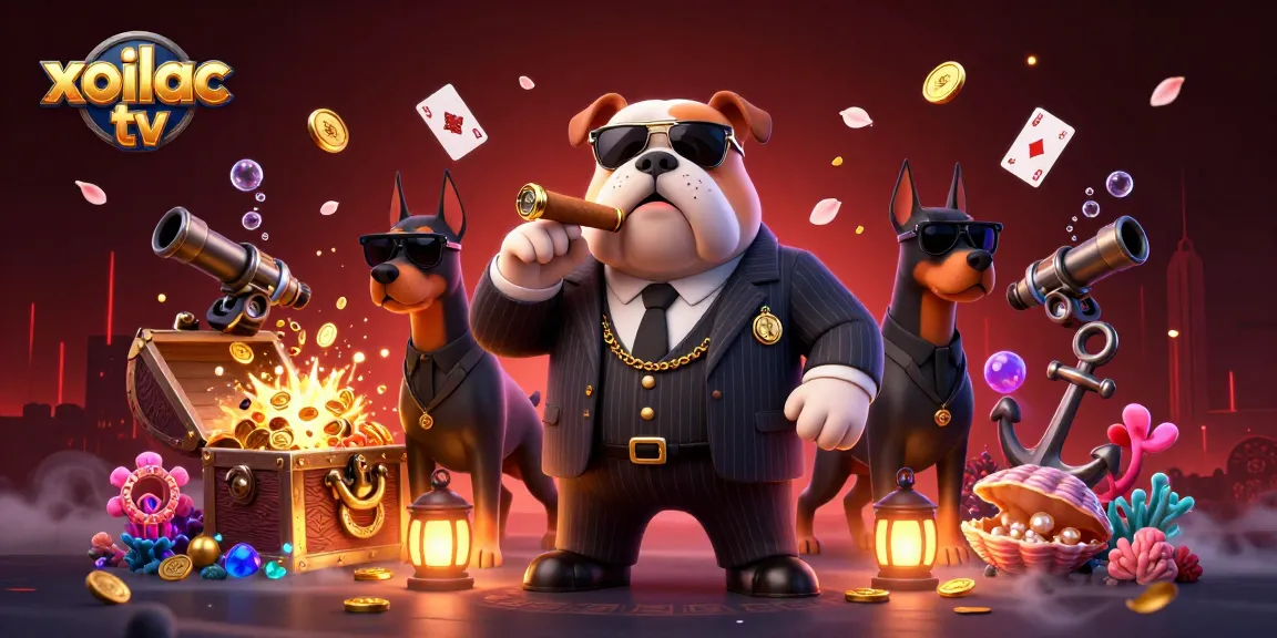 Engage with xoilac tv through a vibrant gambling scene featuring a mafia bulldog and underwater treasures.