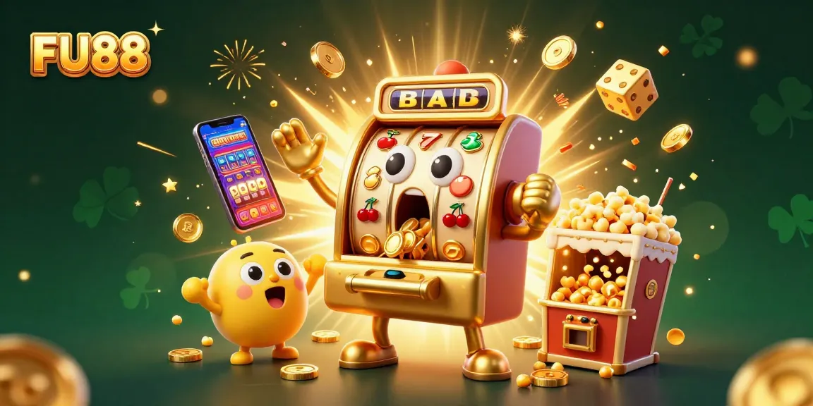 Watch FU88's golden slot machine celebrate its jackpot win in a visually rich gaming scene.