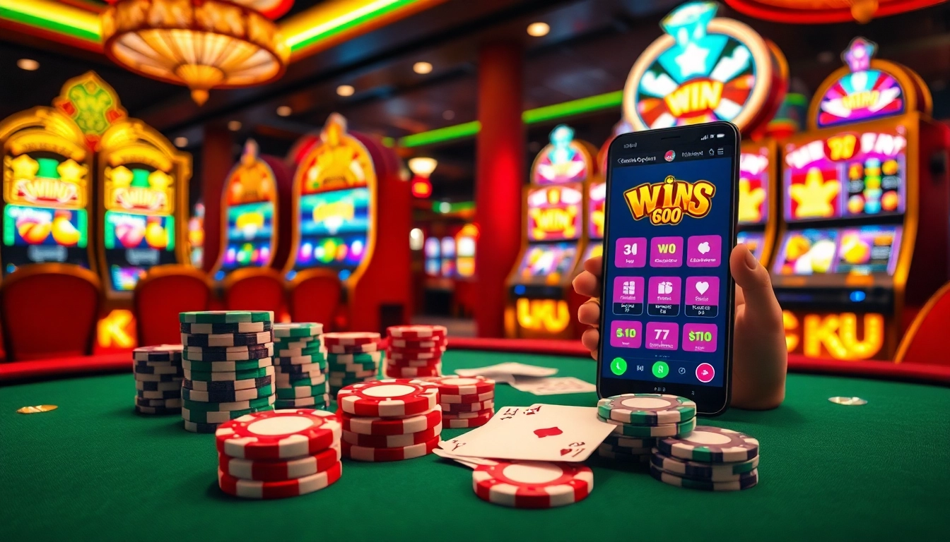 Dynamic casino scene showcasing gambling excitement at https://kingfun.rent/ with gaming tables and slot machines.
