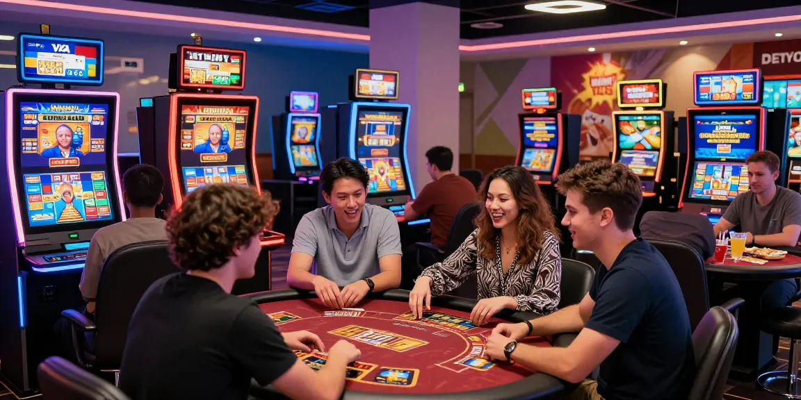 Exciting scene at top credit card casinos, showcasing players enjoying various games with Visa and Mastercard payment options visible.