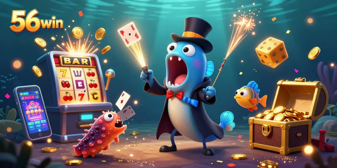 Experience stunning card tricks with 56win’s unique underwater gambling theme featuring vibrant 3D characters.