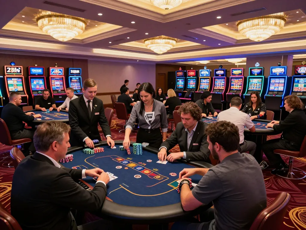 Players experiencing the excitement of poker at 23win casino, showcasing dynamic game action and vibrant atmosphere