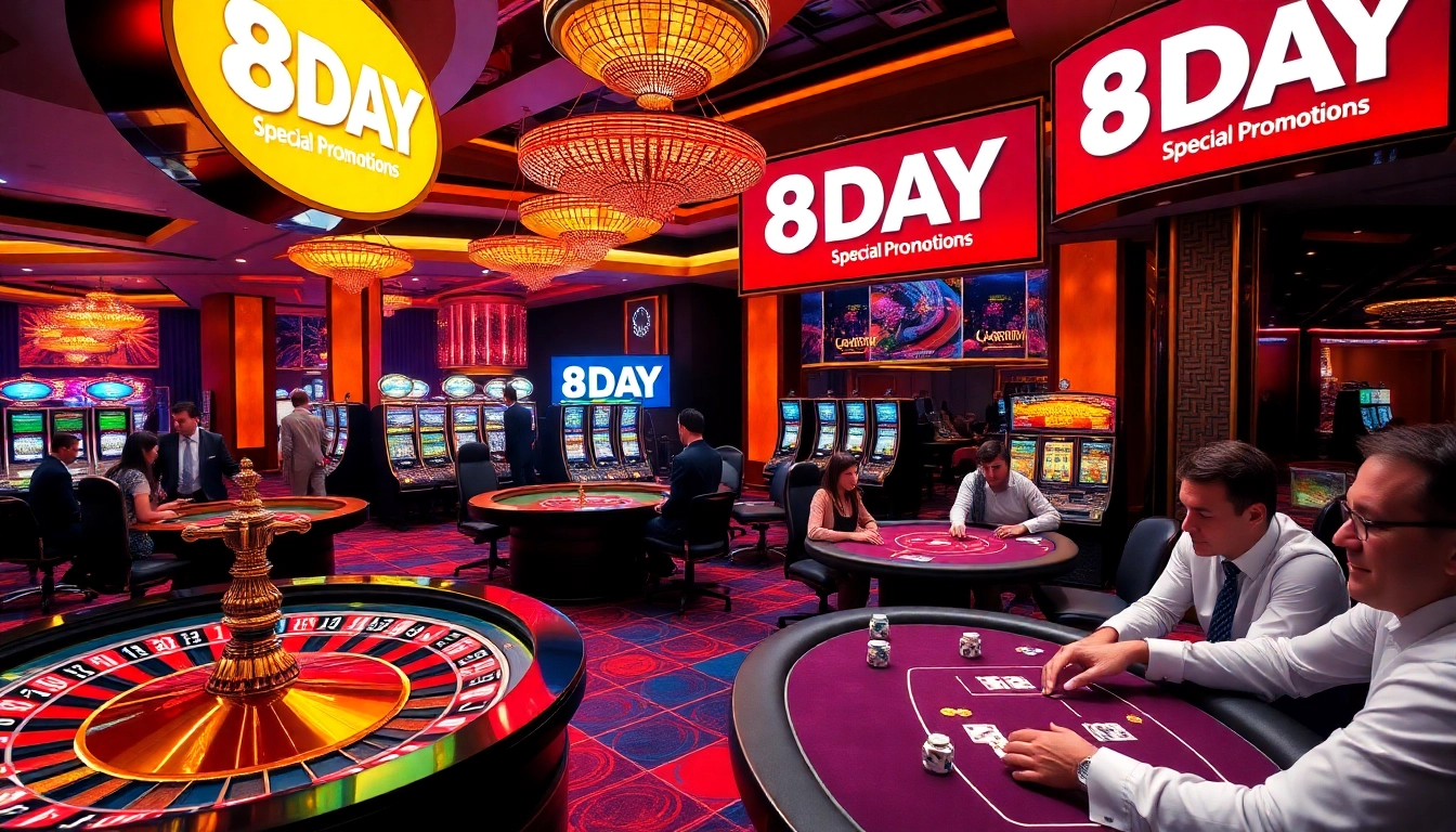 Experience thrilling gambling at 8DAY's vibrant casino with elegant tables and exciting games.