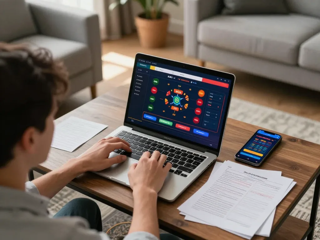 Player enjoying luck8 online casino game, engaging with live dealer setup on laptop