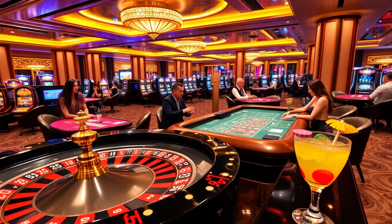 Players enjoying a thrilling game at HU88 casino, showcasing vibrant casino tables and excitement.