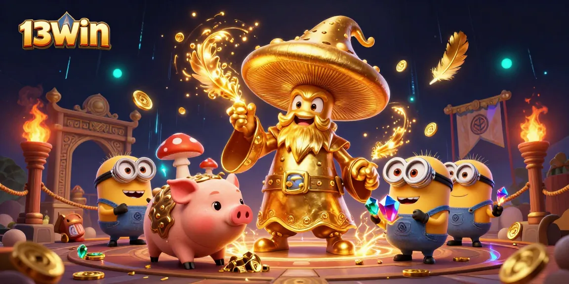 Join the excitement at 13WIN and uncover treasures surrounded by golden magical elements.