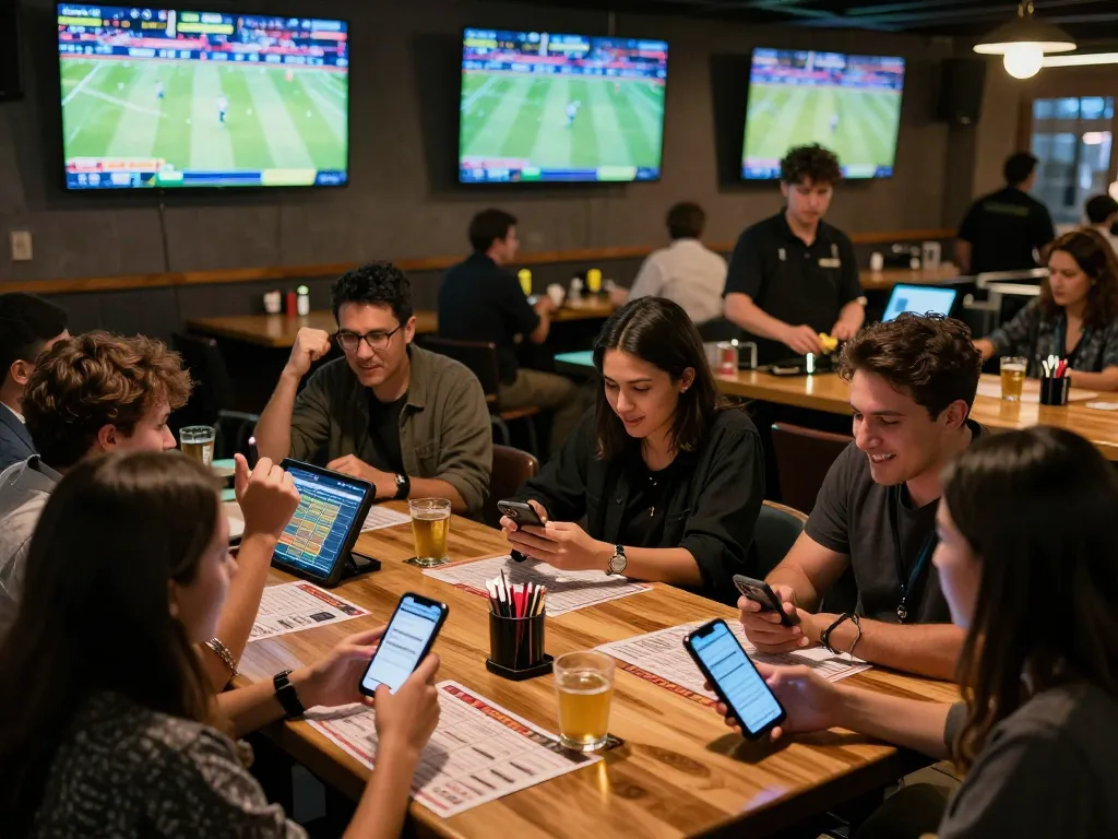 Patrons engaging in sports betting at https://max88sss.com/, capturing the excitement of live games and betting interactions