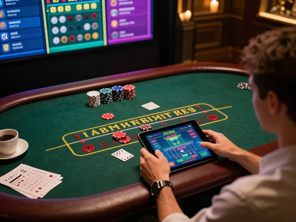 Engaging with HI88 through live blackjack on a tablet, set in a cozy home environment