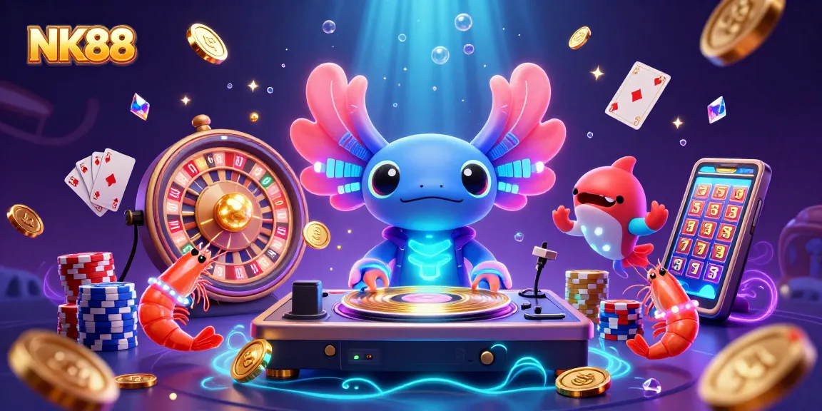 Experience thrilling gameplay at NK88 with a vibrant casino scene featuring neon characters and dynamic elements.