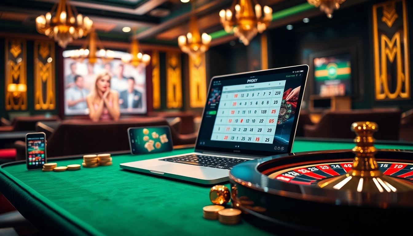 PHSKY online casino interface with vibrant tables and chips in a luxurious setting