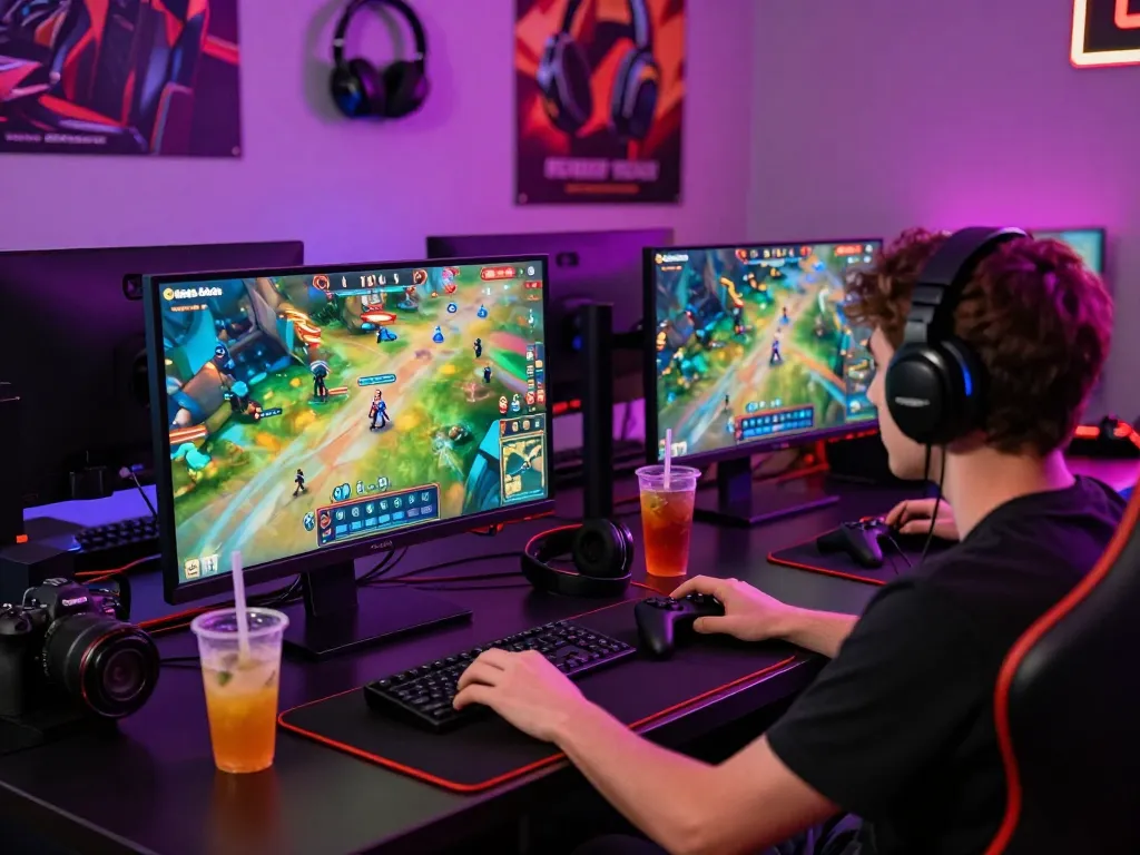 Exciting gaming experience on Onbet with vibrant screens and immersive setup.