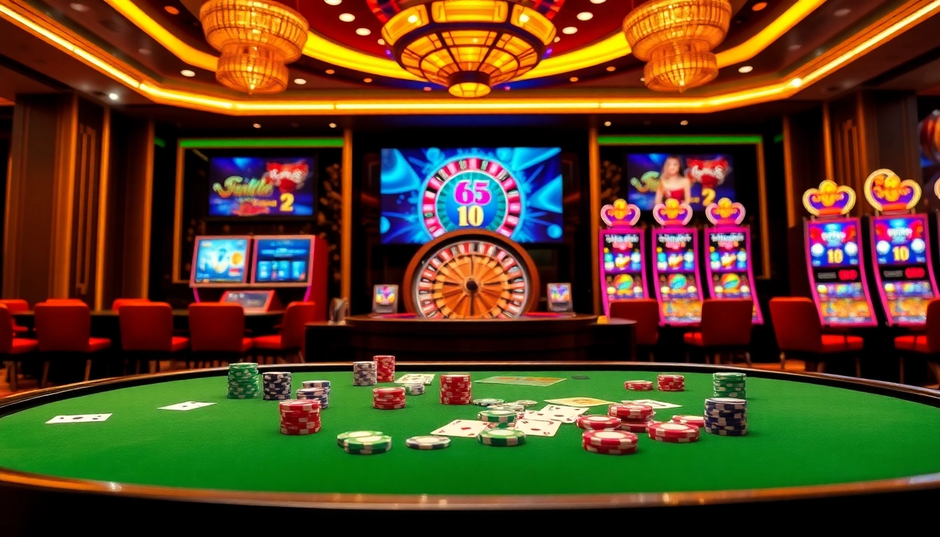 Experience excitement at qq88.life with vibrant casino gaming tables and dynamic slot machines.