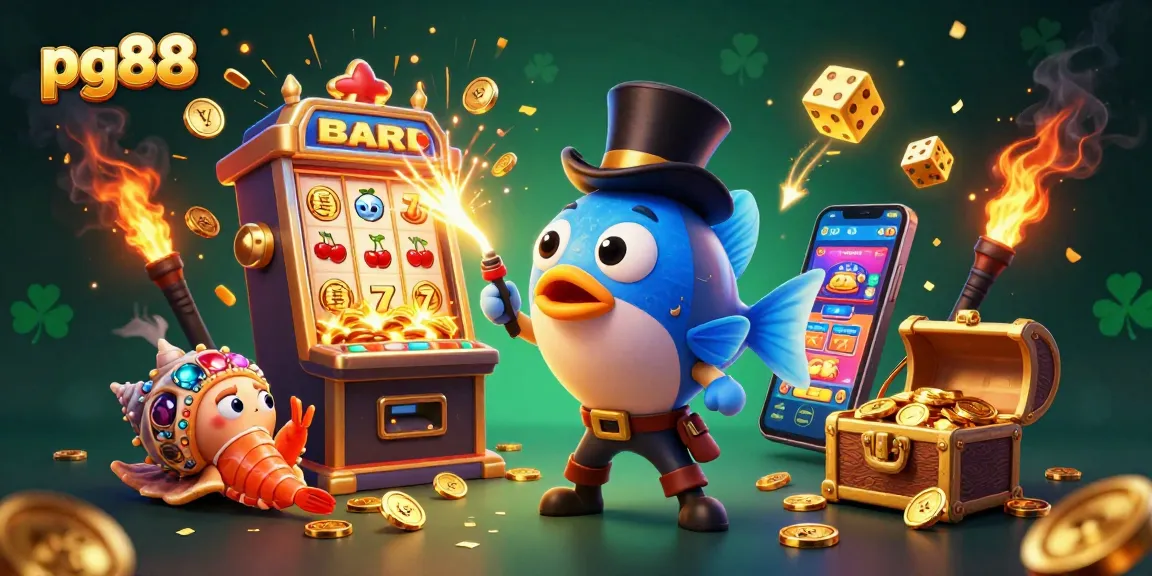 Experience pg88's thrilling jackpot moments with a dazzling slot machine bursting coins amidst vibrant underwater characters.