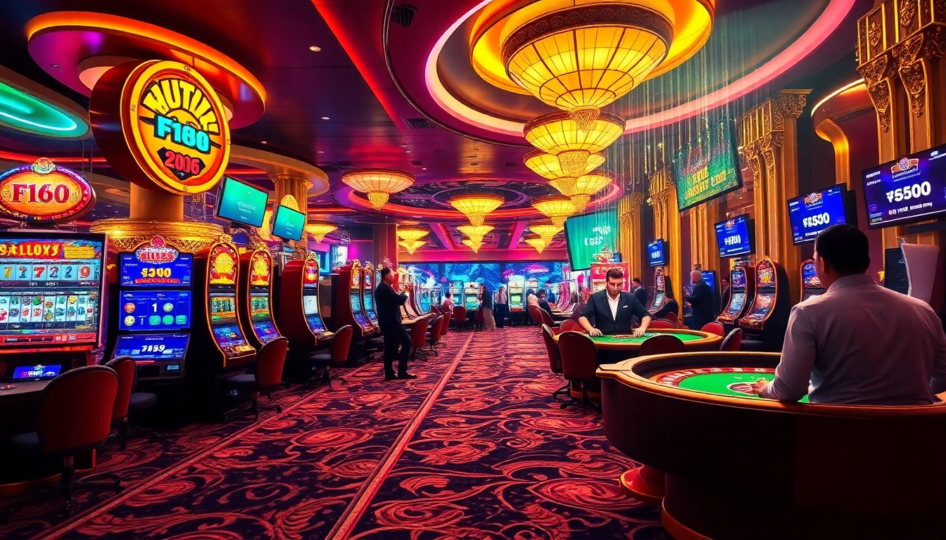 Experience the excitement of F168 with vibrant gaming tables and lively players.