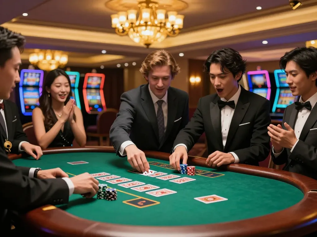 king88 player placing bets at an upscale blackjack table in a luxurious casino