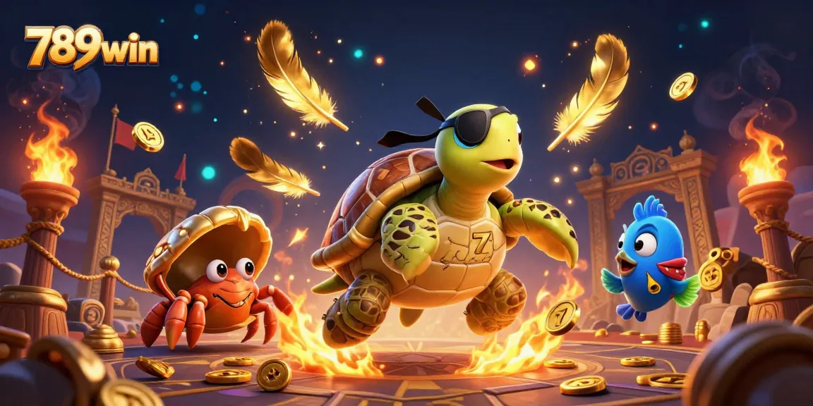 Engage with 789win's vibrant gaming scene featuring animated characters and slot game elements.