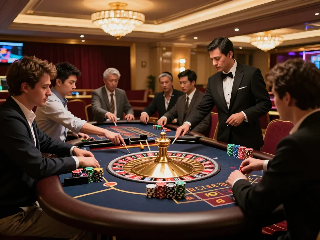 Experience the thrilling action at MU88 roulette table with players engaged in high-stakes gameplay.