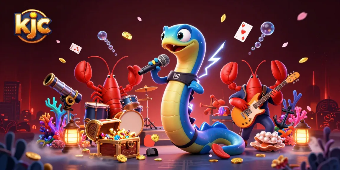 KJC entertains with an electric eel DJ and underwater band at a vibrant casino scene.