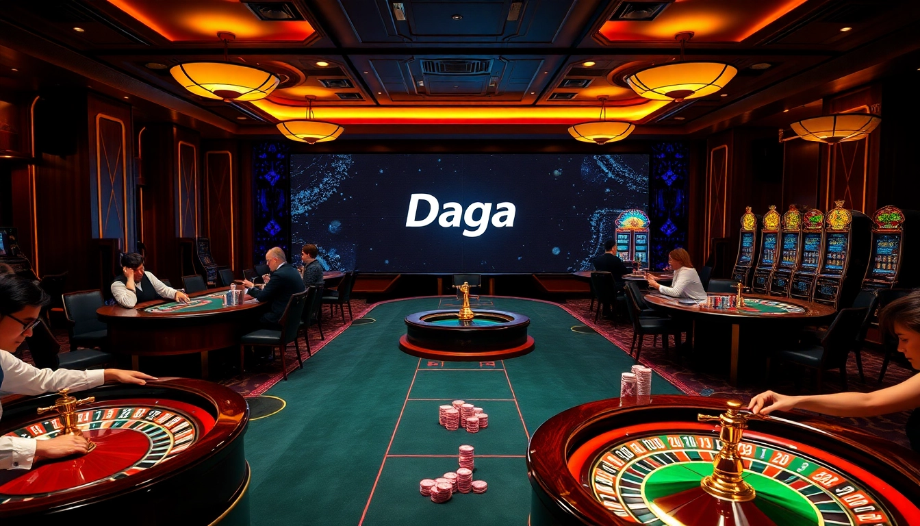 Daga's luxurious casino experience with professional dealers and vibrant gaming tables.