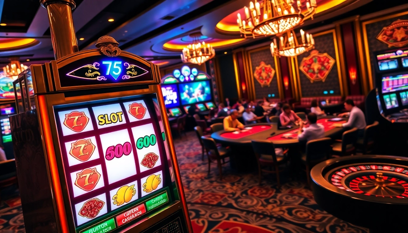 Experience high-stakes gaming excitement with the slot gacor machine in a vibrant casino environment.