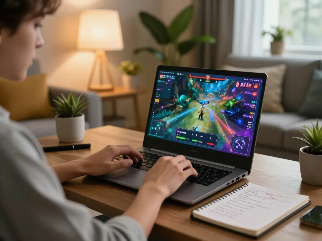 Engaging moment of a player enjoying iwin online games from a modern home setup with strategic betting notes.