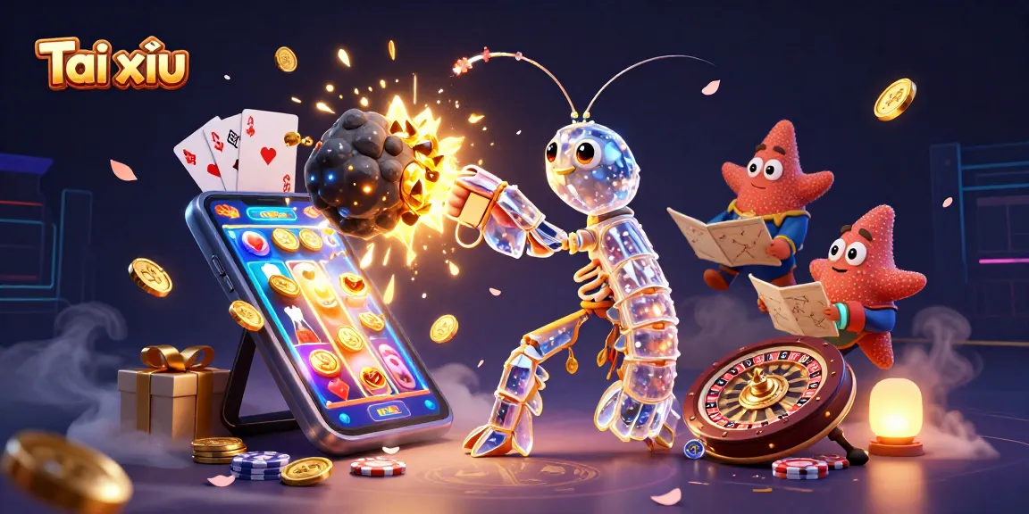 Tài xỉu’s thrilling scene showcasing 3D galactic samurai and starfish amidst dynamic casino elements.