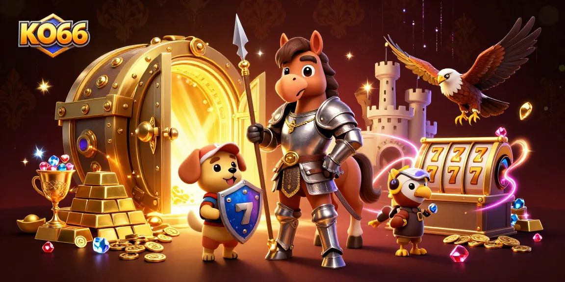 Engage in thrilling gameplay at KO66 Casino, featuring vivid knights and treasures.