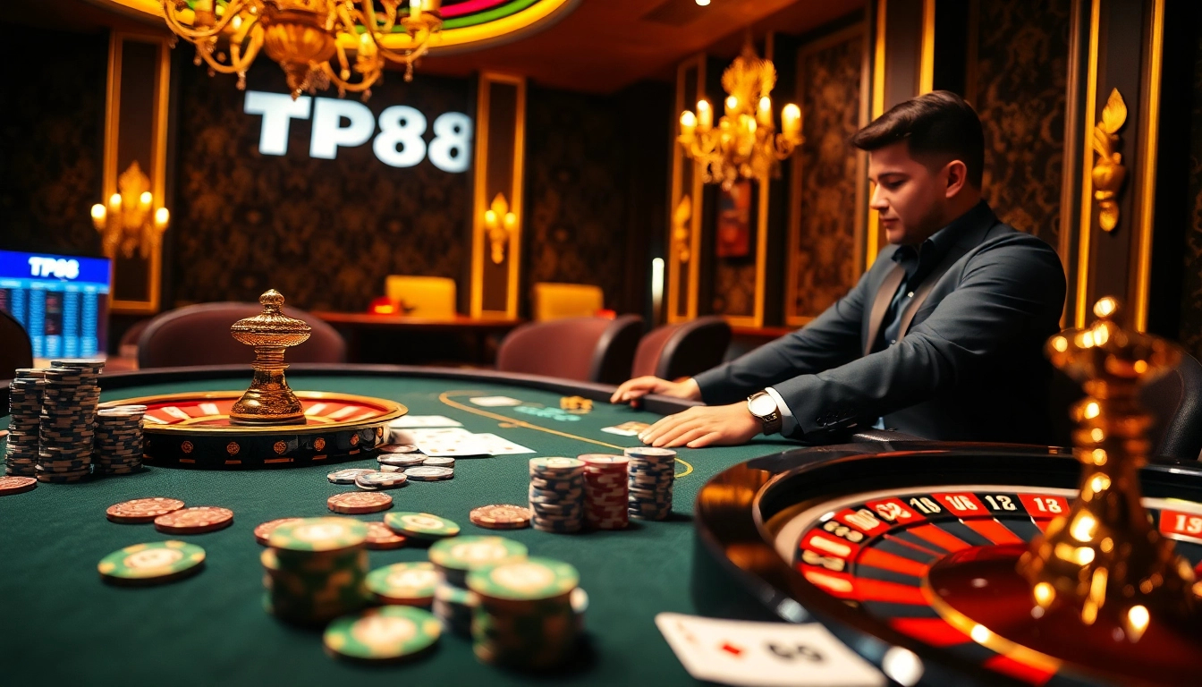 Experience high-stakes gaming action at TP88 with vibrant casino tables and thrilling gameplay.