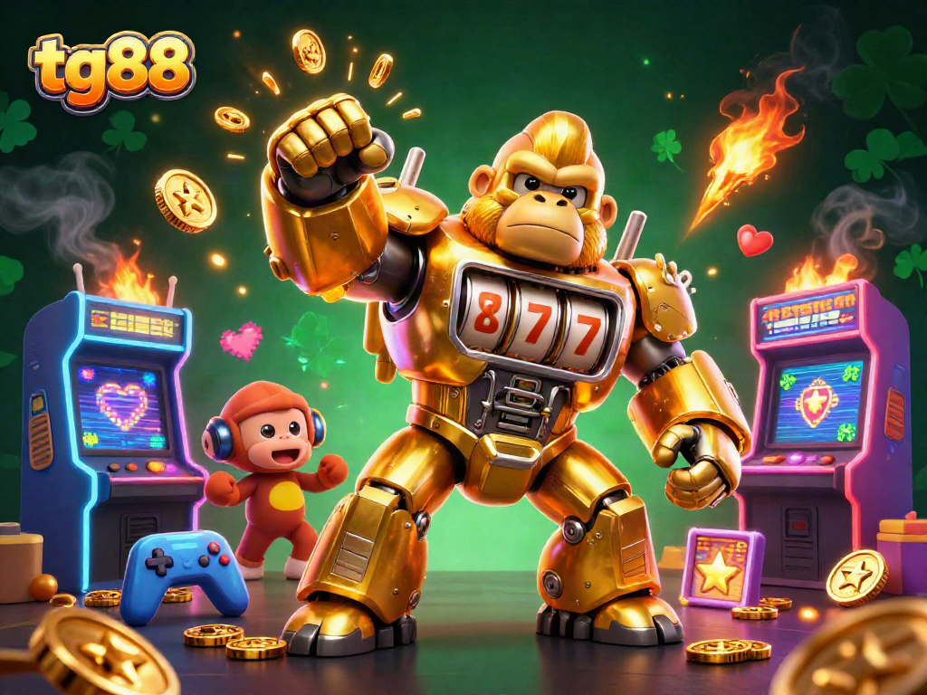 Experience thrilling gameplay with tg88's golden gorilla mech in a dynamic casino adventure.