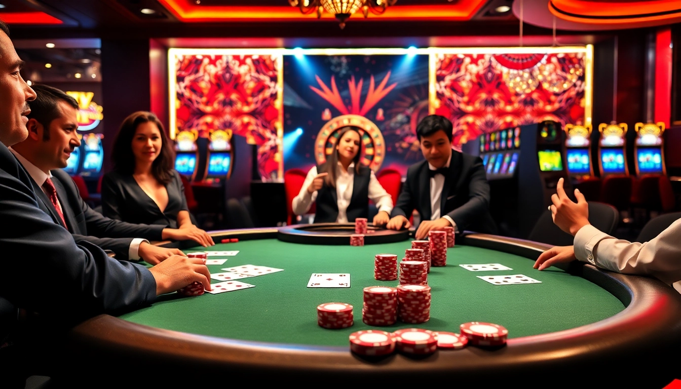 Experience the excitement of gambling at https://hb88hz.club/ with vibrant casino tables, chips, and cards.