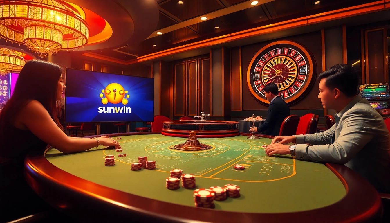Experience thrilling gameplay with sun win at a luxurious casino gaming table.