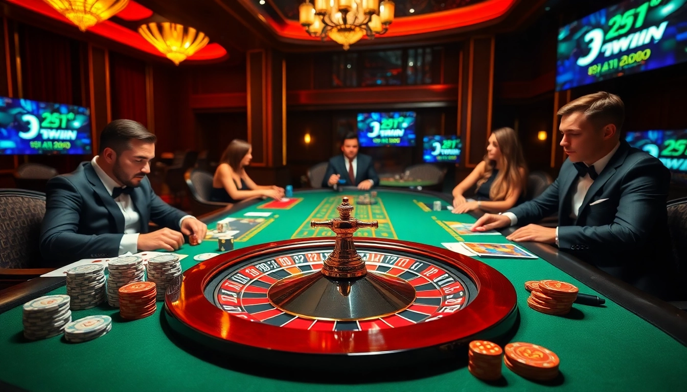 Experience the thrill of gambling at 13win with vibrant casino tables and excited players