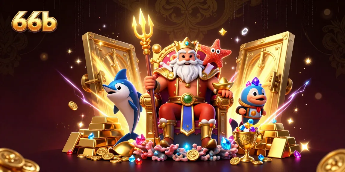 Join the excitement of 66b's casino realm with Neptune and treasures bursting forth.