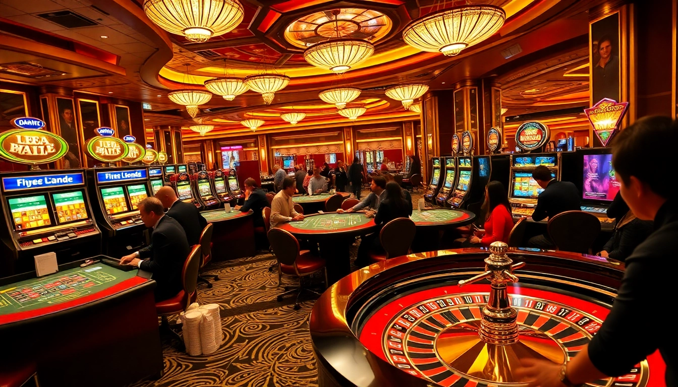 Excited players enjoying thrilling casino games at NOHU666, showcasing luxury and vibrant atmosphere.