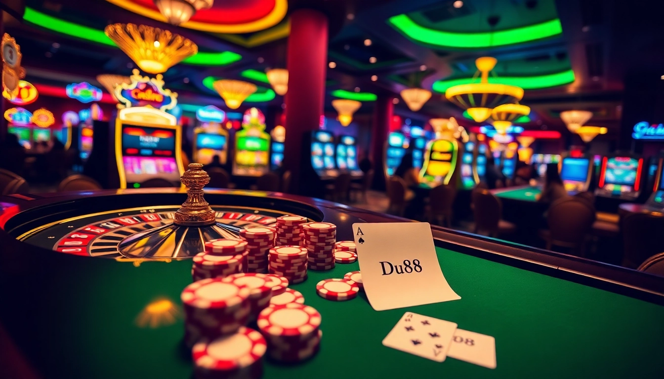 Experience the thrill of Du88 at a vibrant casino table filled with excitement and luxury.