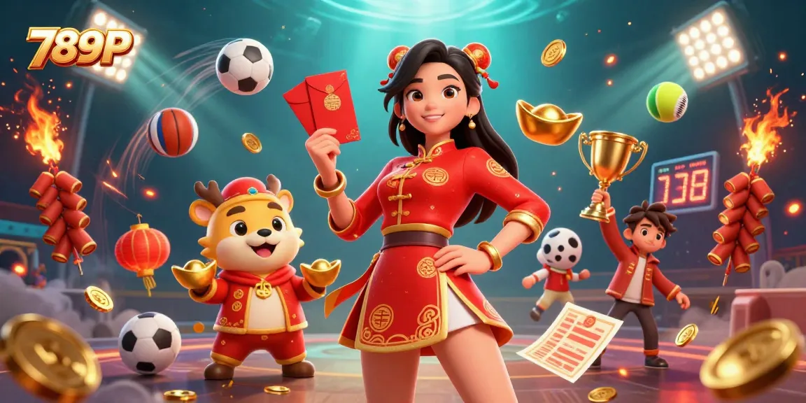 Engage with exciting gaming action at 789P, featuring vibrant visuals of jackpots and sports elements.