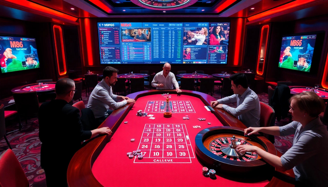 Experience thrilling gameplay at MB66, featuring vibrant casino tables and engaging digital interfaces.