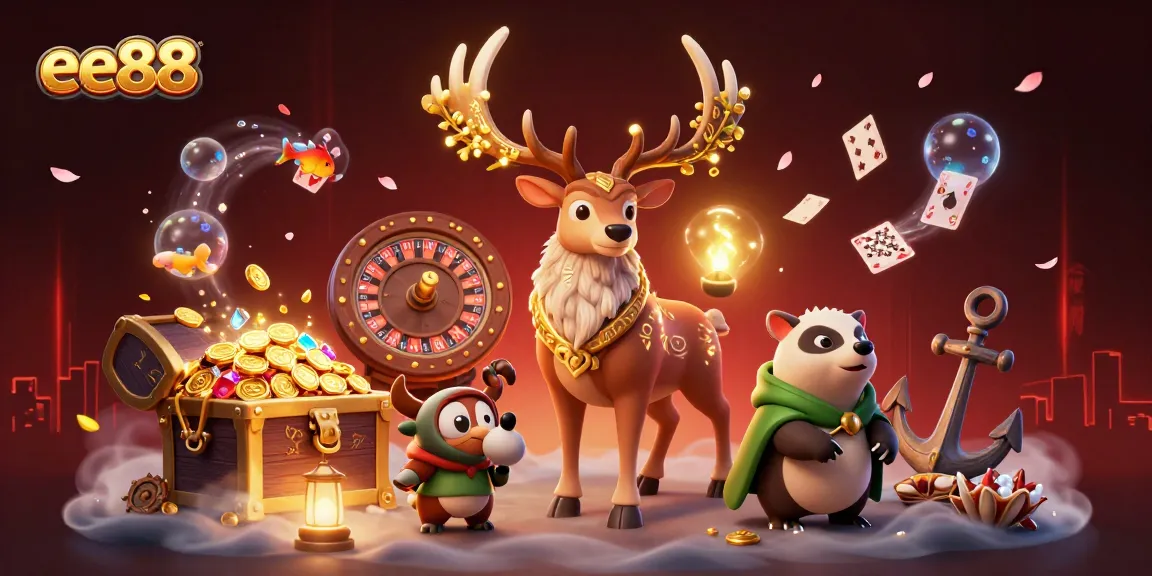Engage in thrilling casino experiences with ee88's dynamic characters and games showcased in vibrant detail.