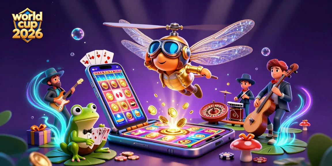 Experience the thrill of world cup 2026 with vibrant casino action and lively jazz in this 3D illustration.