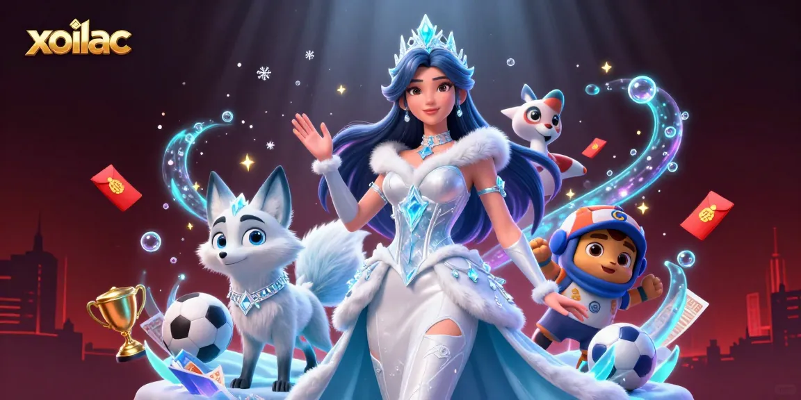 Bet sports with xoilac in an enchanting 3D scene showcasing vibrant betting elements and dazzling characters.