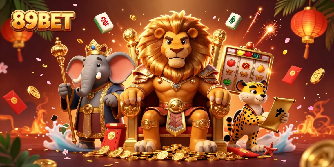 Experience the thrill of winning with 89BET featuring a majestic lion king and exciting casino visuals.